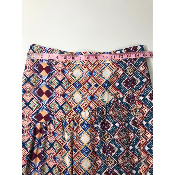 Anthropologie 100% Silk HD in Paris Geometric Printed Midi Skirt 10 Slit Boho - Picture 11 of 11